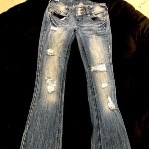 Almost Famous jeans size 1 that I hate to let go of.  Can’t fit in them anymore